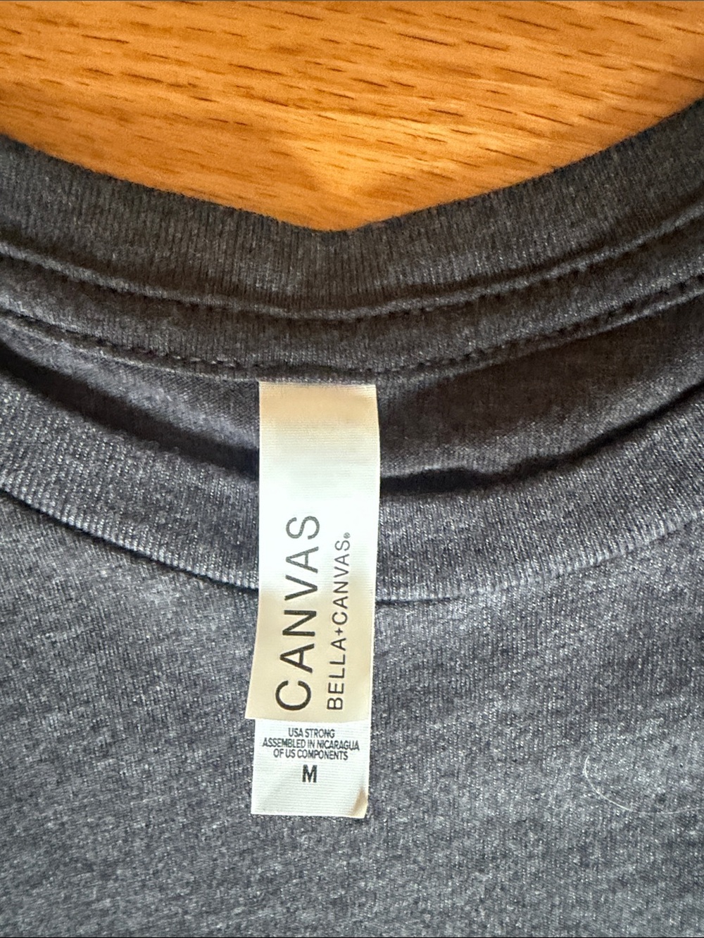 Bella Canvas Charcoal Graphic Tee with White and Brown Duck Print - Picture 3 of 3